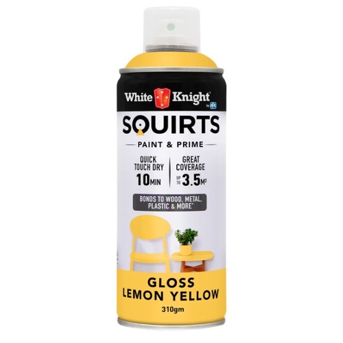 White Knight Squirts 310g Lemon Yellow Gloss Spray Paint - 1560633