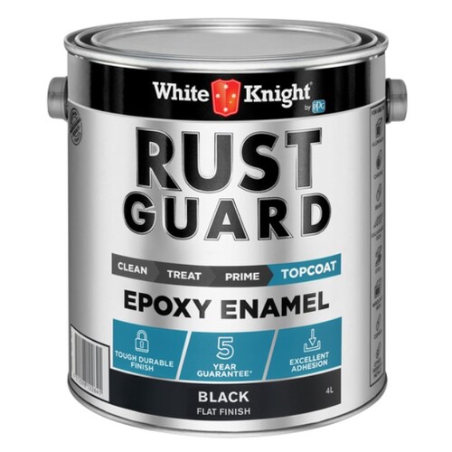 White Knight 4L Black Flat Rust Guard Epoxy Enamel Paint