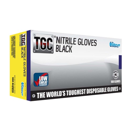 TGC Black Nitrile Disposable Gloves Small