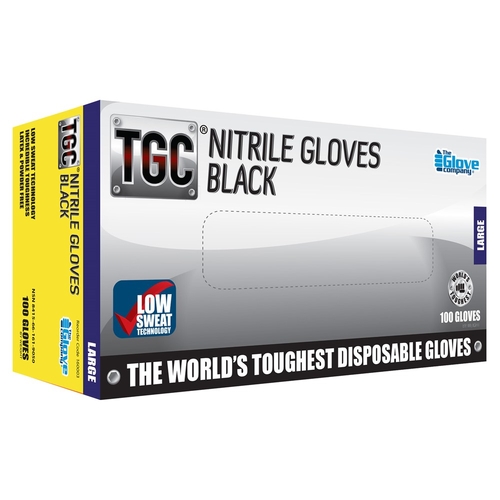 TGC Workgear Black Nitrile Gloves 100PK Large - 160003