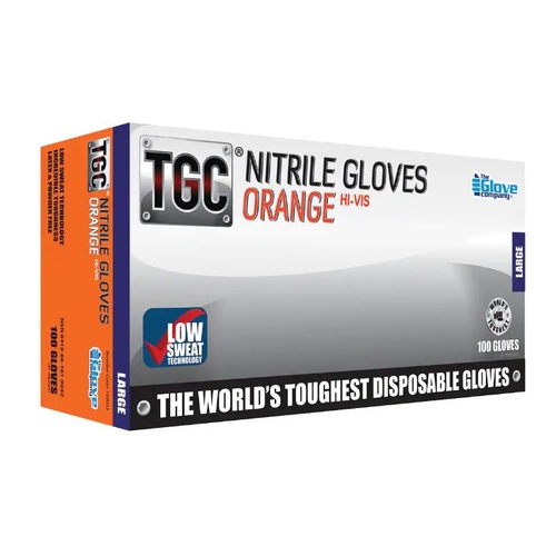 TGC Workgear Orange Nitrile Disposable Gloves