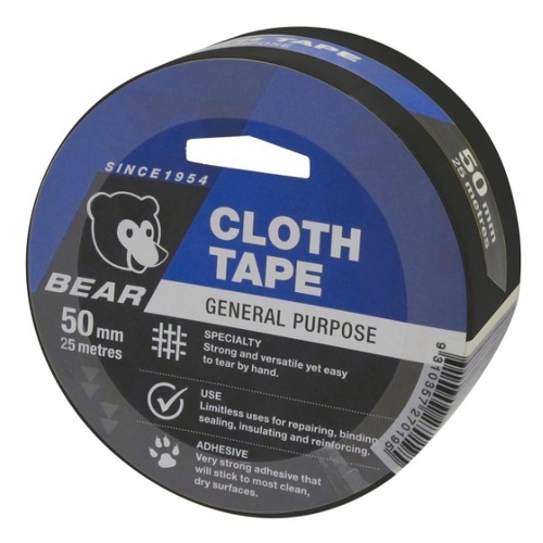 Norton Bear 50mm x 25m Black Cloth Tape - 1661568
