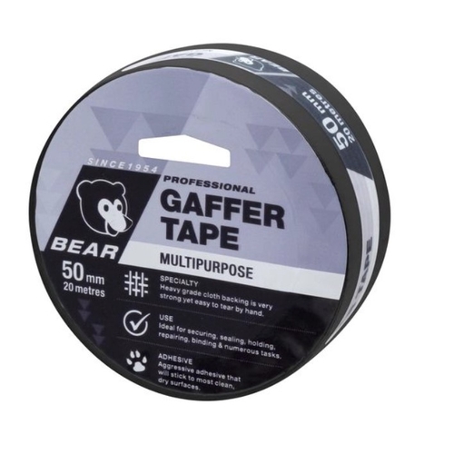 Bear 50mm x 20m Black Multipurpose Gaffer Tape