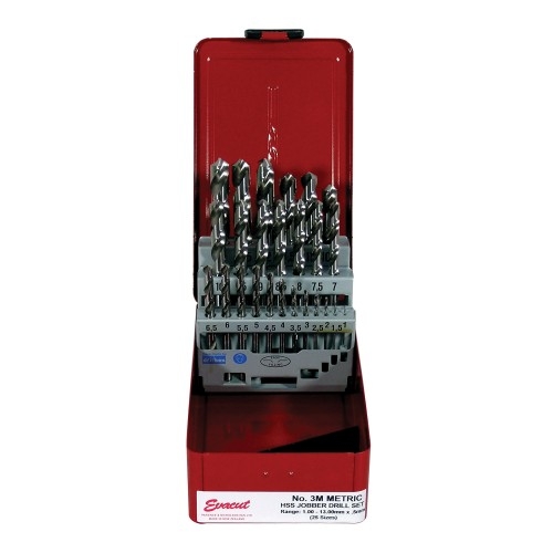 Drill Set 3M Hss 25Pce Metal Case Red Evacut