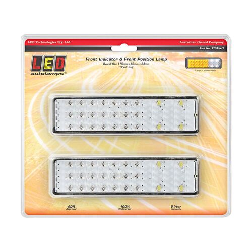 Led Front Indicator Lamp 12V 40Cm Cable Front Position Twin Pack