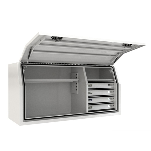 1700 x 600 x 820mm White Flat Aluminium Full Side Opening 4 Drawer Slide Ute Tool Box Truck Trailer Toolbox Shelving 1768FD-4SW - 1768FD-4SW