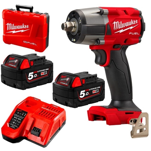 18V 5.0Ah Li-Ion Brushless Cordless 1/2" Mid-Torque Impact Wrench with Friction Ring Combo Kit