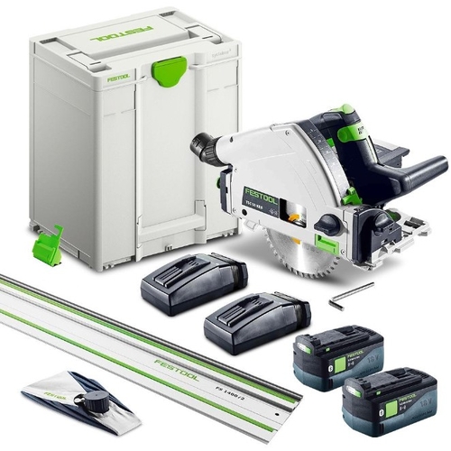 Festool TSC 55KEBI-Plus/XL-FS (577282) 18V 5.0Ah Li-ion 160mm (6") Cordless Plunge Saw XL Set in Systainer with 1400mm Rail