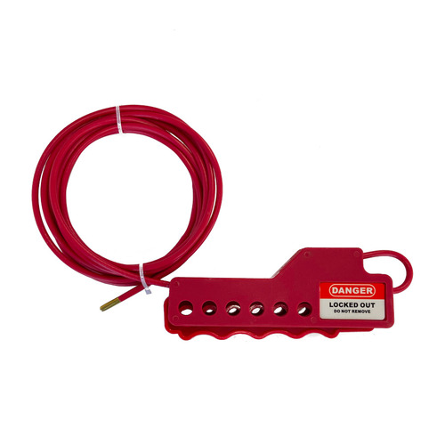Steel Cable Lockout Handle Red