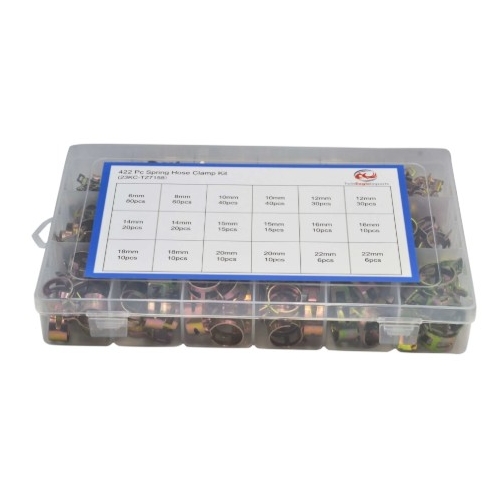 422pc High Tension Spring Hose Clamp Grab Kit Assortment - 23KC-TZ7158