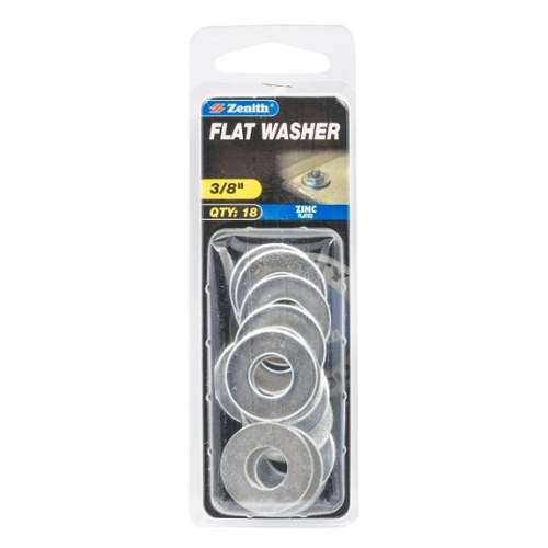 Zenith 3/8" Zinc Plated Flat Washer - 18 Pack - 2420403