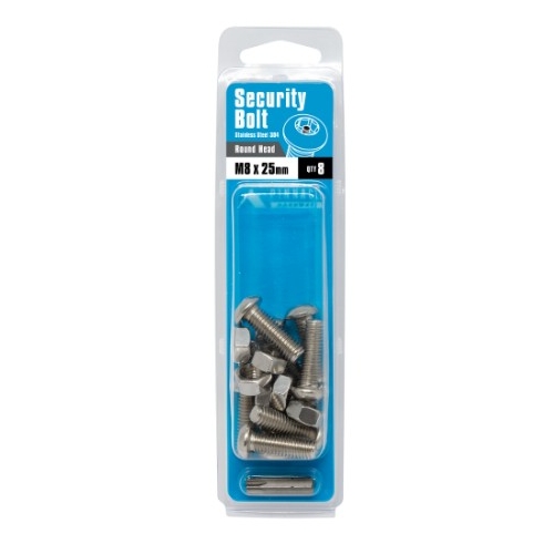 Pinnacle M8 x 25mm Stainless Steel Security Bolts - 8 Pack - 2421017