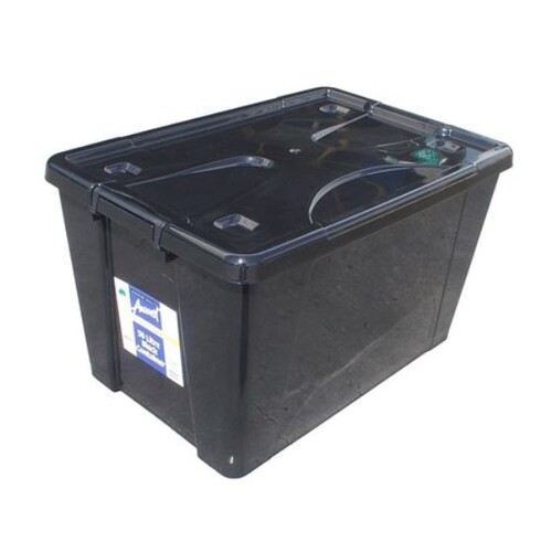 50L Black Storage Container with Lid and Wheels