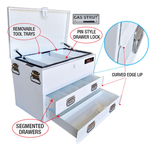 Steel Ute Toolbox 702 X 404 X 480Mm White Real Macoy