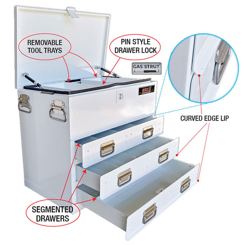 Steel Ute Toolbox 702 X 404 X 590Mm White Real Macoy