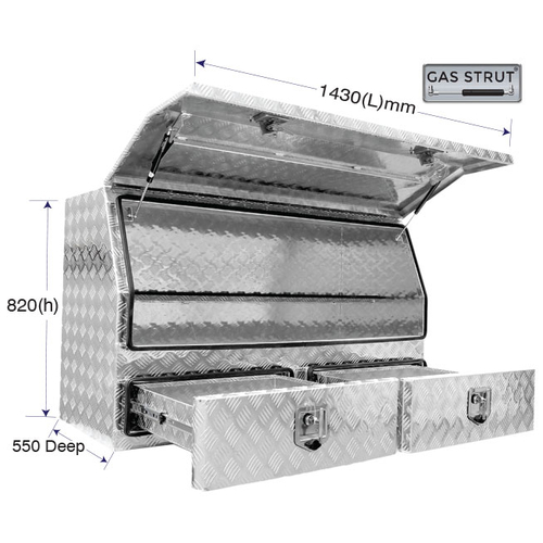 2 Draw Alloy Ute Box 1430 x 550 x 820mm