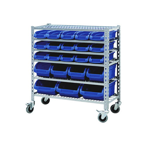 Mobile Storage Bin Rack With 22 Bins