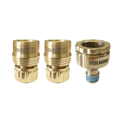 Hose Connector Brass Holman 12Mm 3Pce Set Gripnlock 8530H