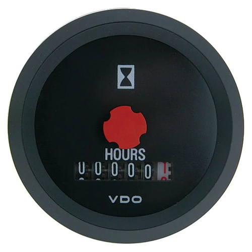 Round Hourmeter 0-99,999.9 Hours 12V Illuminated 52Mm Diam