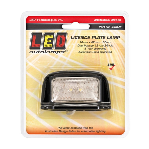 Led Licence Plate Lamp 12/24V Black Housing 40Cm Cable 76X41X27Mm