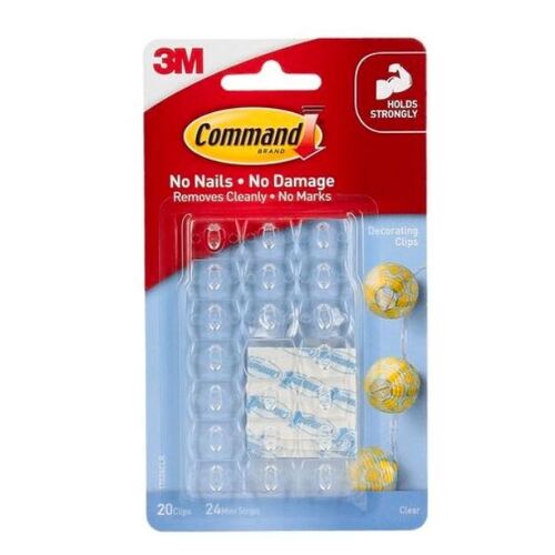 Command Clear Adhesive Decorating Clips - 20 Pack 17026CLR