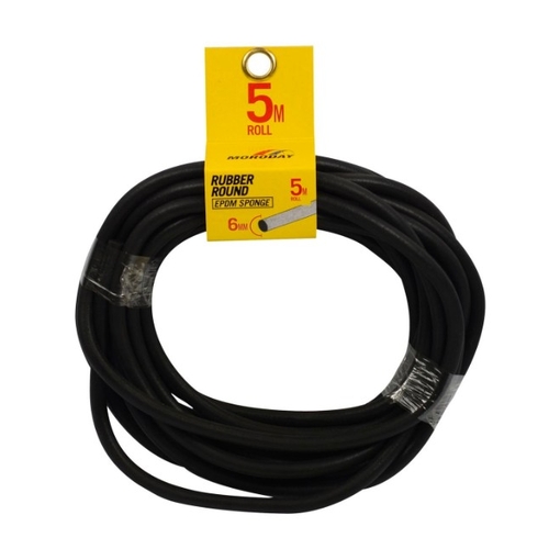 Moroday 6mm x 5m Black Round Rubber Sponge - 4000068