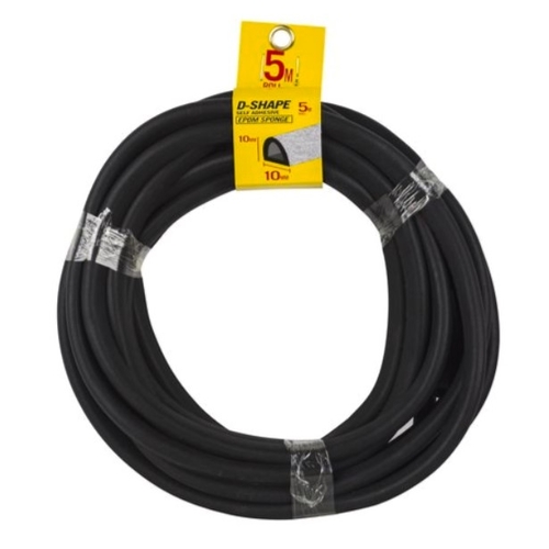Moroday 10 x 10mm x 5m Black D-Shape Self Adhesive Rubber - 4000088
