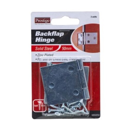 Prestige 50mm Zinc Plated Backflap Hinge - 2 Pack
