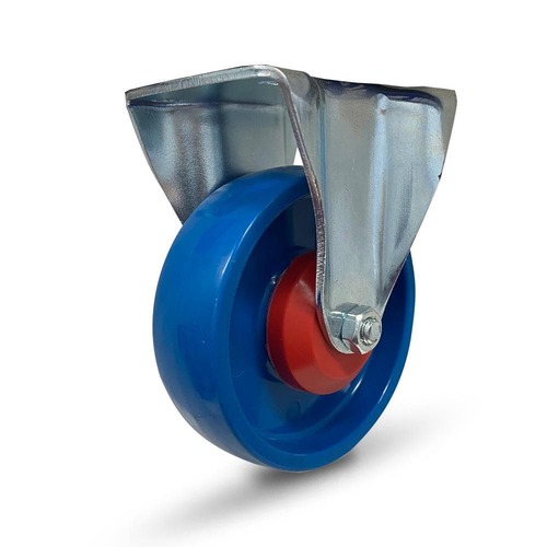 100Mm Blue Nylon Castor Wheel - Fixed Plate