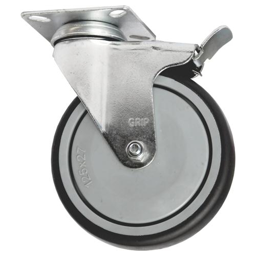 Grip 50Mm 40Kg Grey Tpr On Polypropylene Wheel Castor Swivel Plate With Brake