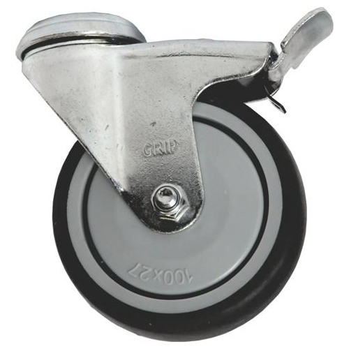 Grip 50Mm 40Kg Grey Tpr On Polypropylene Wheel Castor Bolt Hole Swivel With Brake