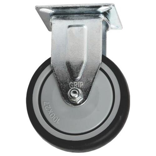 Grip 100Mm 100Kg Grey Tpr On Polypropylene Wheel Castor Fixed Plate