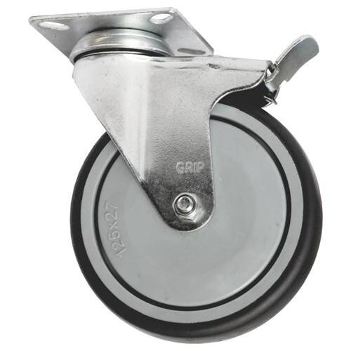 Grip 100Mm 100Kg Grey Tpr On Polypropylene Wheel Castor Swivel Plate With Brake
