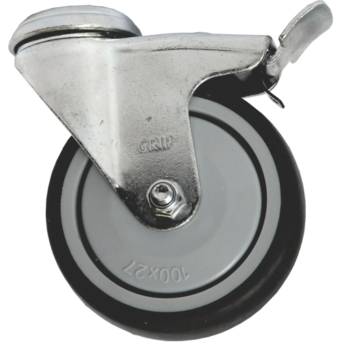 Grip 125Mm 130Kg Grey Tpr On Polypropylene Wheel Castor Bolt Hole Swivel With Brake
