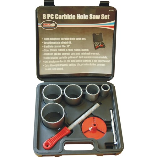 8 Pc Carbide Hole Saw Kit