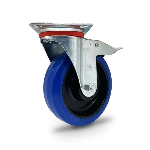 160Mm Blue Castor - Swivel With Brake