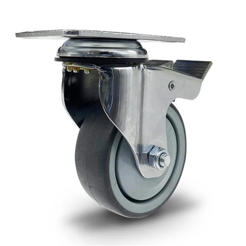 80Mm Tpr Castor With Polypropylene Core Chrome Plated - Swivel With Brake