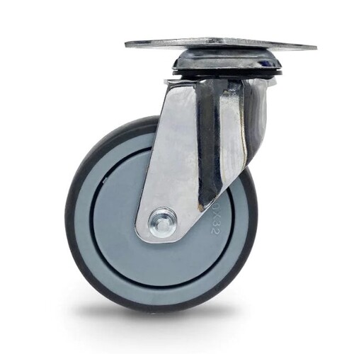 80Mm Tpr Castor With Polypropylene Core Chrome Plated - Swivel With Brake