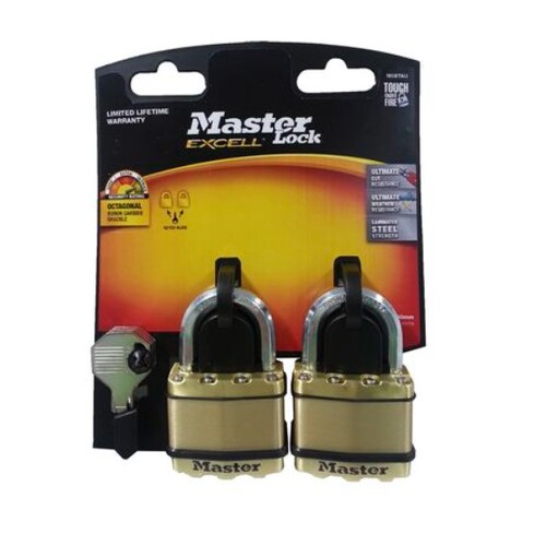 Master Lock 50mm Excell Padlock - 2 Pack