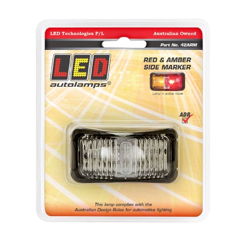 Led Amber/Red Side Marker Lamp 12/24V Black Base 16Cm Cable - 42ARM