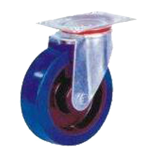 Grip 100Mm 100Kg Blue Elastic Rubber Wheel Castor Swivel Plate