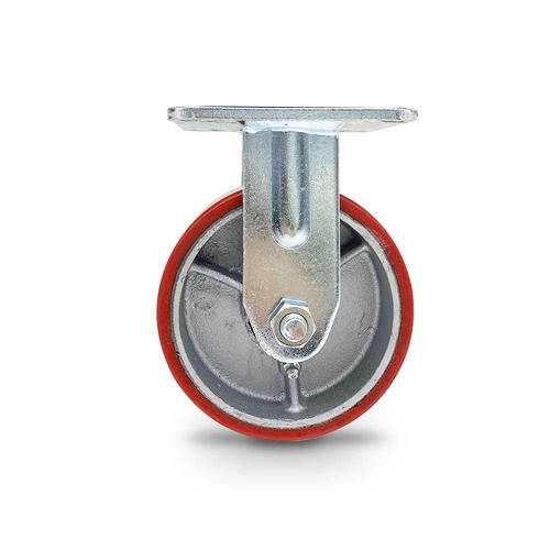 Grip 125Mm 280Kg Polyurethane On Cast Iron Wheel Castor Fixed Plate