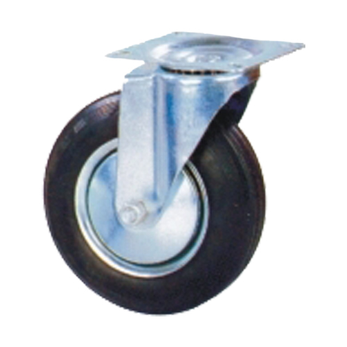 Grip 100Mm 70Kg Black Rubber Wheel Castor Swivel Plate