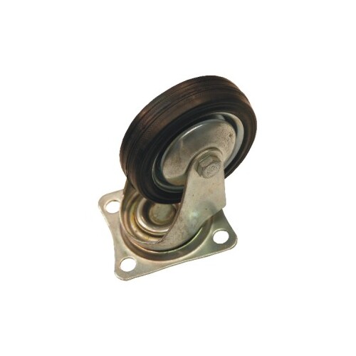 Grip 200Mm 185Kg Black Rubber Wheel Castor Fixed Plate
