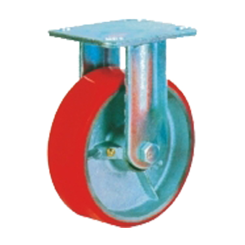 Grip 100Mm 230Kg Polyurethane On Cast Iron Wheel Castor Fixed Plate