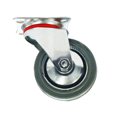 Grip 100Mm 70Kg Grey Rubber Wheel Castor Swivel Plate