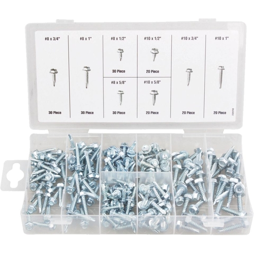 200 Pc Hex Head Self Drilling Screw Assortment