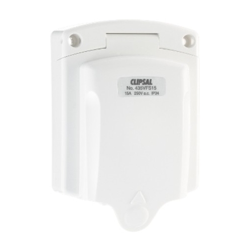 Clipsal 435Vfs15-We | Weatherproof Inlet 15 Amp White Ip34 | Caravan Inlet