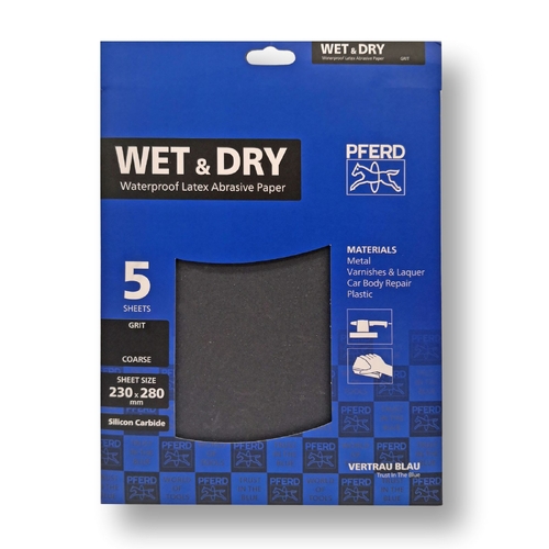 Pferd 5 Pack Abrasive Sheets Wet And Dry - Silicon Carbide 230 X 280Mm - 2000 Grit