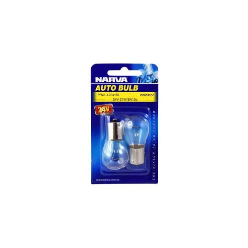24V 21W P21W Ba15S Incandescent Globes (Blister Pack Of 2)
